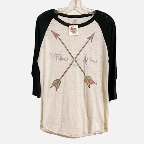 XOXO ART & CO Tops - XOXO Art & Co. Graphic Design Jersey Crew Neck. "Follow Your Arrow" Size Medium